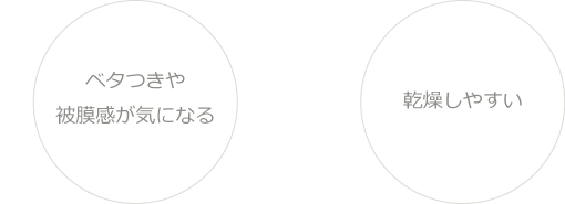 ベタつきや被膜感が気になる、乾燥しやすい